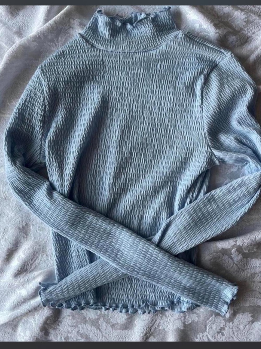 Altar’d State Light Blue Collared and Ruffled Long Sleeve Size S